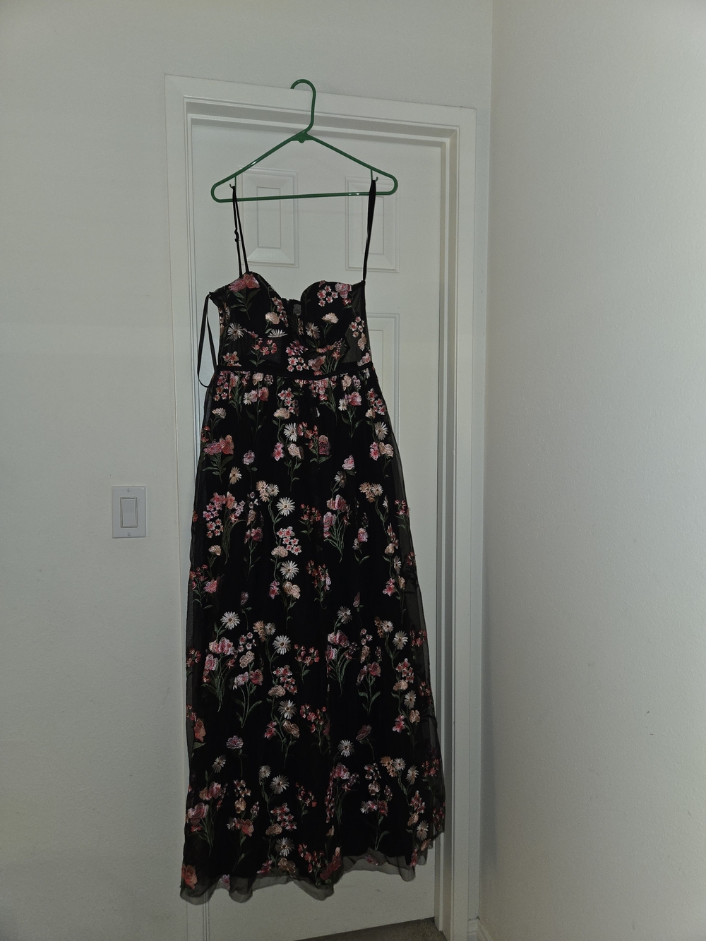 City Studio Black Floral Maxi Dress with Pink & Green Accents